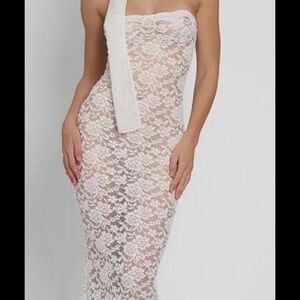 Chic White Lace One Shoulder Dress